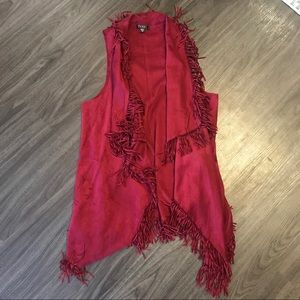 Maroon Fringe Vest